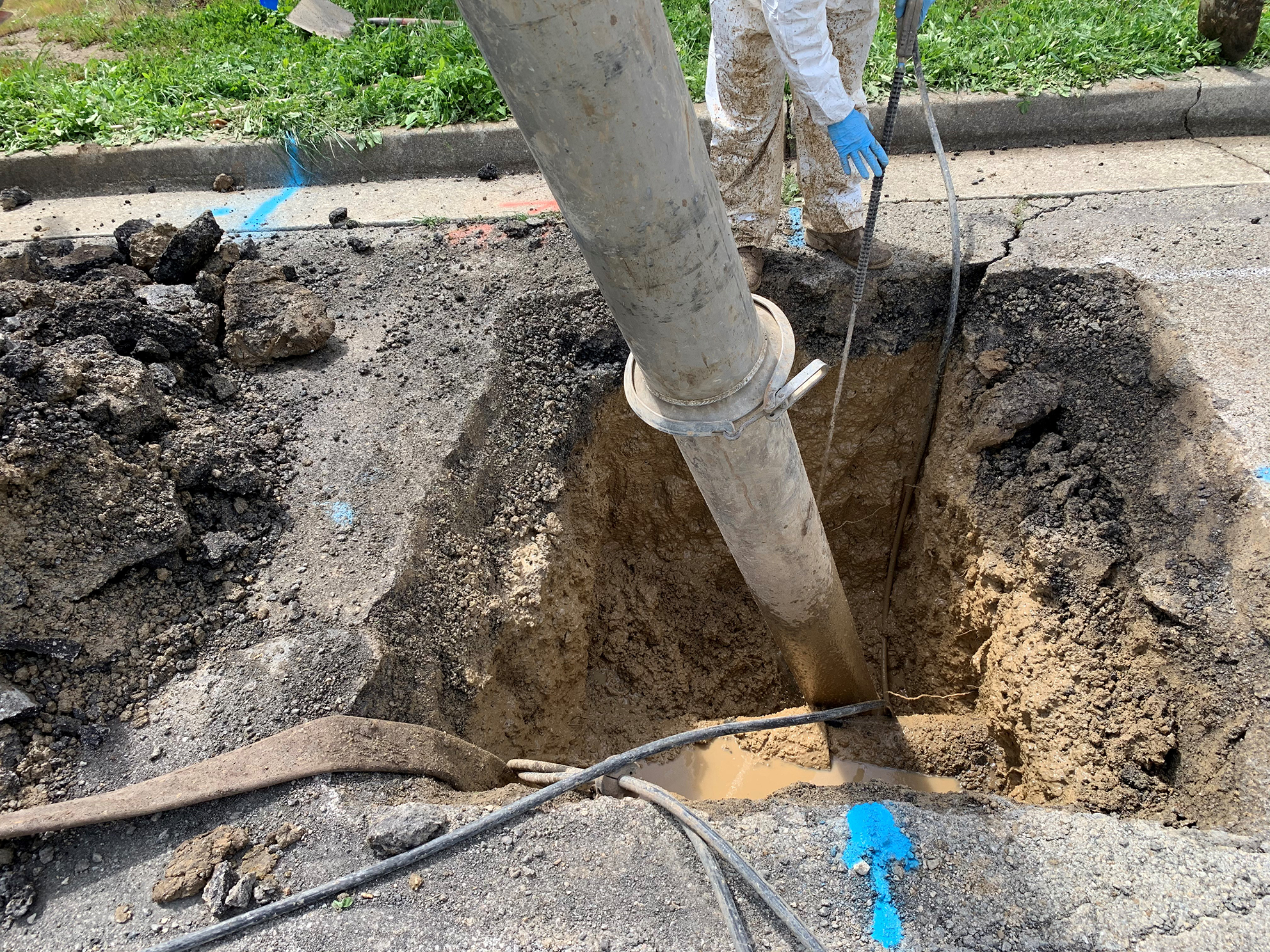 a pipe going into the ground