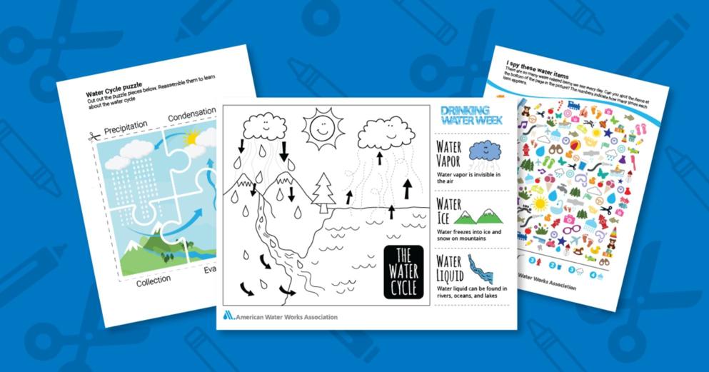 Drinking Water Week coloring graphics