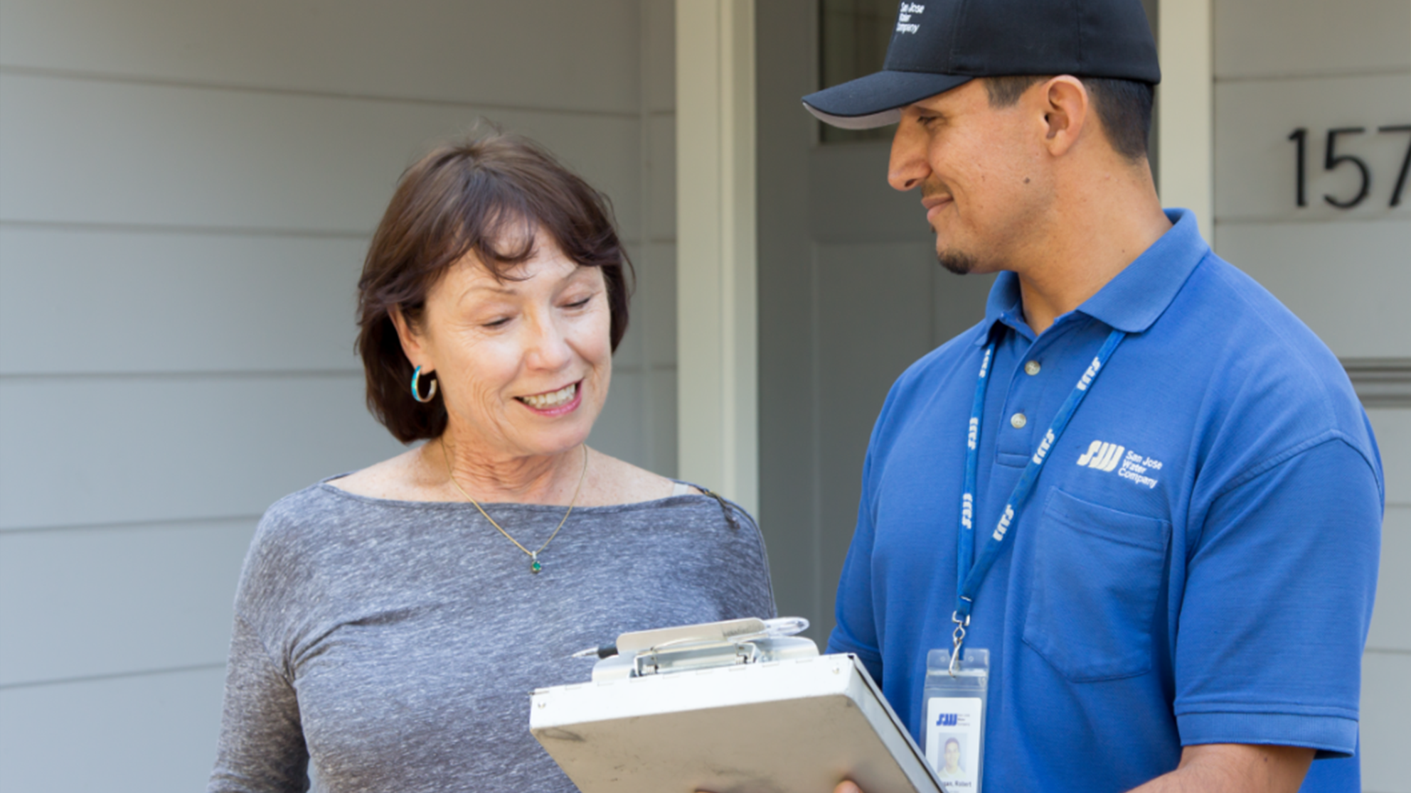 customer with a San Jose Water employee 