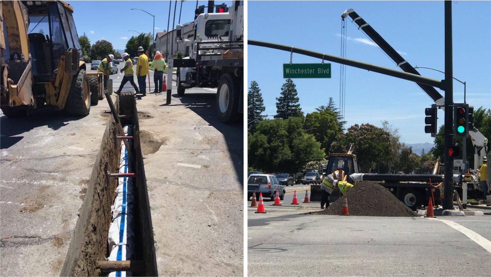 San Jose Water crew working on a pipe in the ground