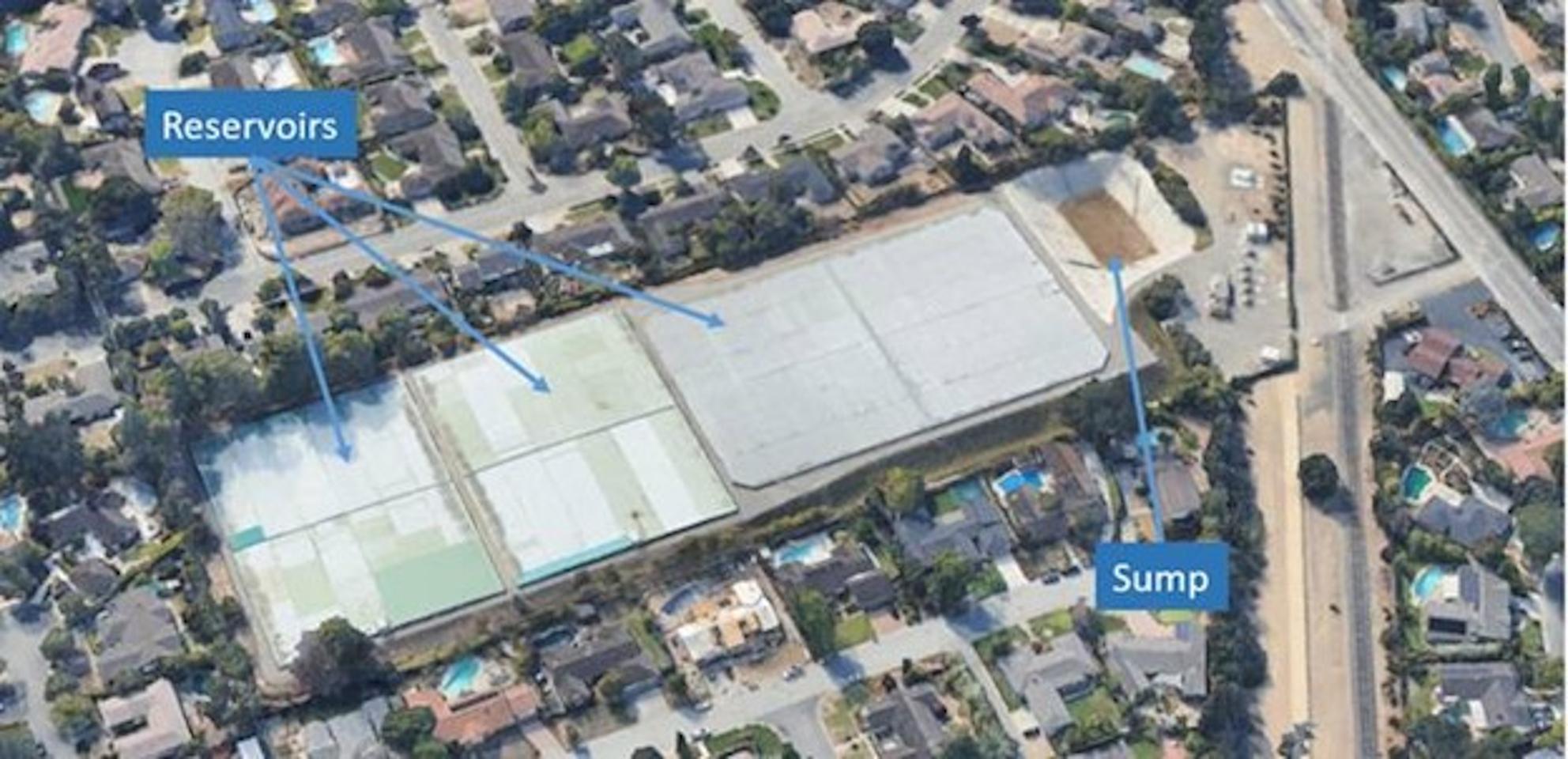 arial view of the reservoir tanks